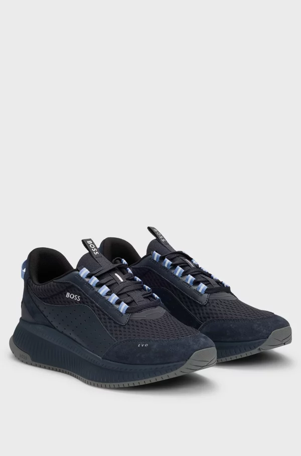 TTNM EVO Suede, leather and mesh trainers with ribbed sole