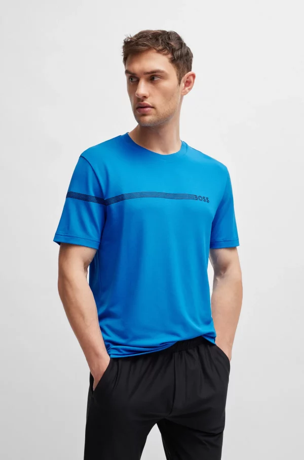 Cotton-blend T-shirt with stripes and logo