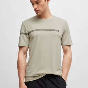 Cotton-blend T-shirt with stripes and logo